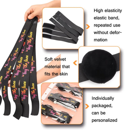 Elastic Bands For Wig With Ear Cover 3/5Pcs Melting Edge Band For Wigs Babys Hair Edges Control Band For Keeping Wigs In Place
