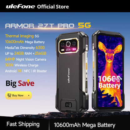 【World Premiere】Ulefone Armor 27T Pro 5G Rugged Phone 10600mAh Android 14 Smartphone 50MP+64MP Night Camera 6.78" 24GB+256GB NFC
