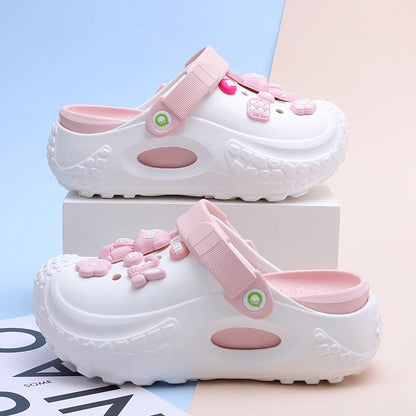Women's Trendy Platform Clogs, Cartoon Animation Hollow Summer Beach Slide Shoes, Fashion Outdoor Garden Sandals