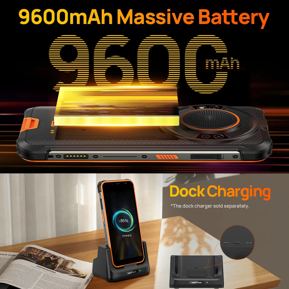 【2024 New】Ulefone Power Armor 16S ,NFC 16GB RAM 128GB ROM,50MP Camera, 9600mAh ,122dB Loudest Speaker,  Global Version ,Android