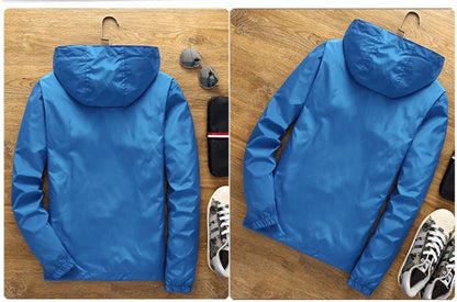 Spring and summer hooded men's jacket CCM hockey mens casual windbreaker zipper thin section hooded jacket men 7XL