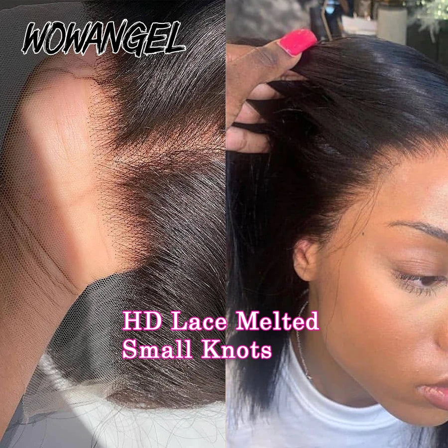 Wow Angel 13x4 13x6 HD Lace Frontal Only Melt Skins Brazilian Straight Human Hair 5x5 6x6 HD Lace Closure Pre Plucked Free Part