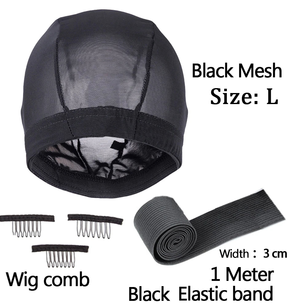 Professional Wig Making Caps Wig Clip Elastic Band For Wigs Nylon Mesh Beige Black Mesh For Wig Dome Hair Net For DIY Wigs
