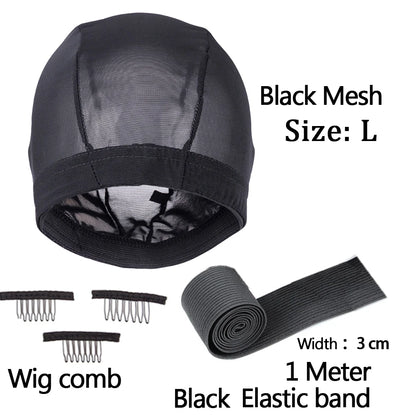 Professional Wig Making Caps Wig Clip Elastic Band For Wigs Nylon Mesh Beige Black Mesh For Wig Dome Hair Net For DIY Wigs