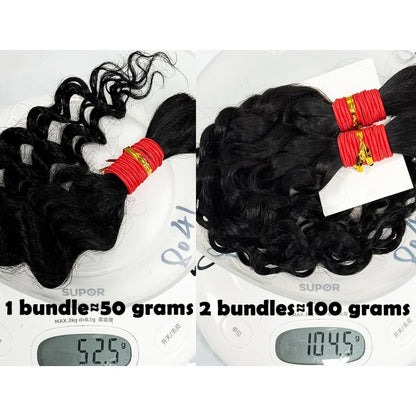 NABI Human Hair Braiding Bundles Water Wave Hair Braids Extension Deep Wave Bulks Curly Virgin Human Hair Bundle for Boho Braids