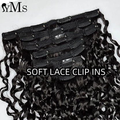 3C4A Classic Clip Ins Burmese Curly Extensions Human Hair YMS 240g14pc 120g7pc Raw Curly Lace Clips Ins Hair Extension Full Head