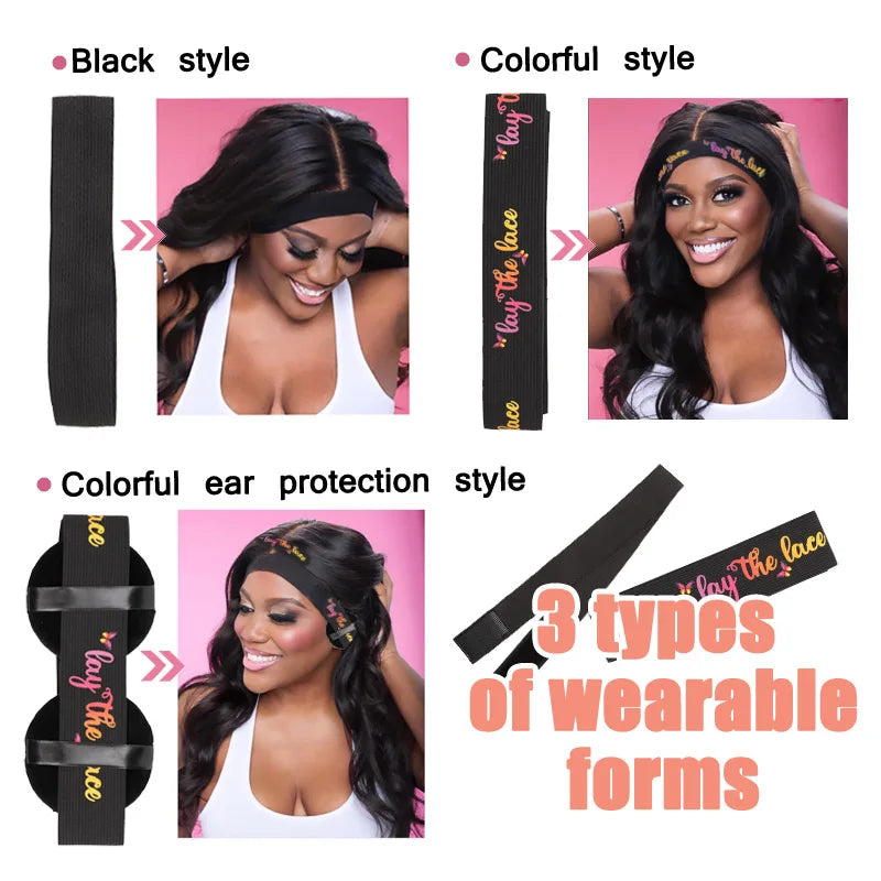 Elastic Bands For Wig With Ear Cover 3/5Pcs Melting Edge Band For Wigs Babys Hair Edges Control Band For Keeping Wigs In Place